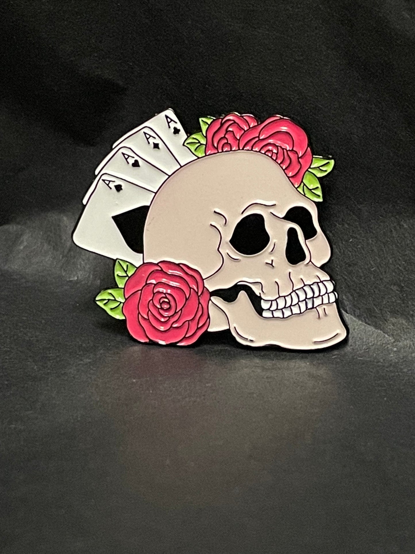 Skull with Cards Pin Badge