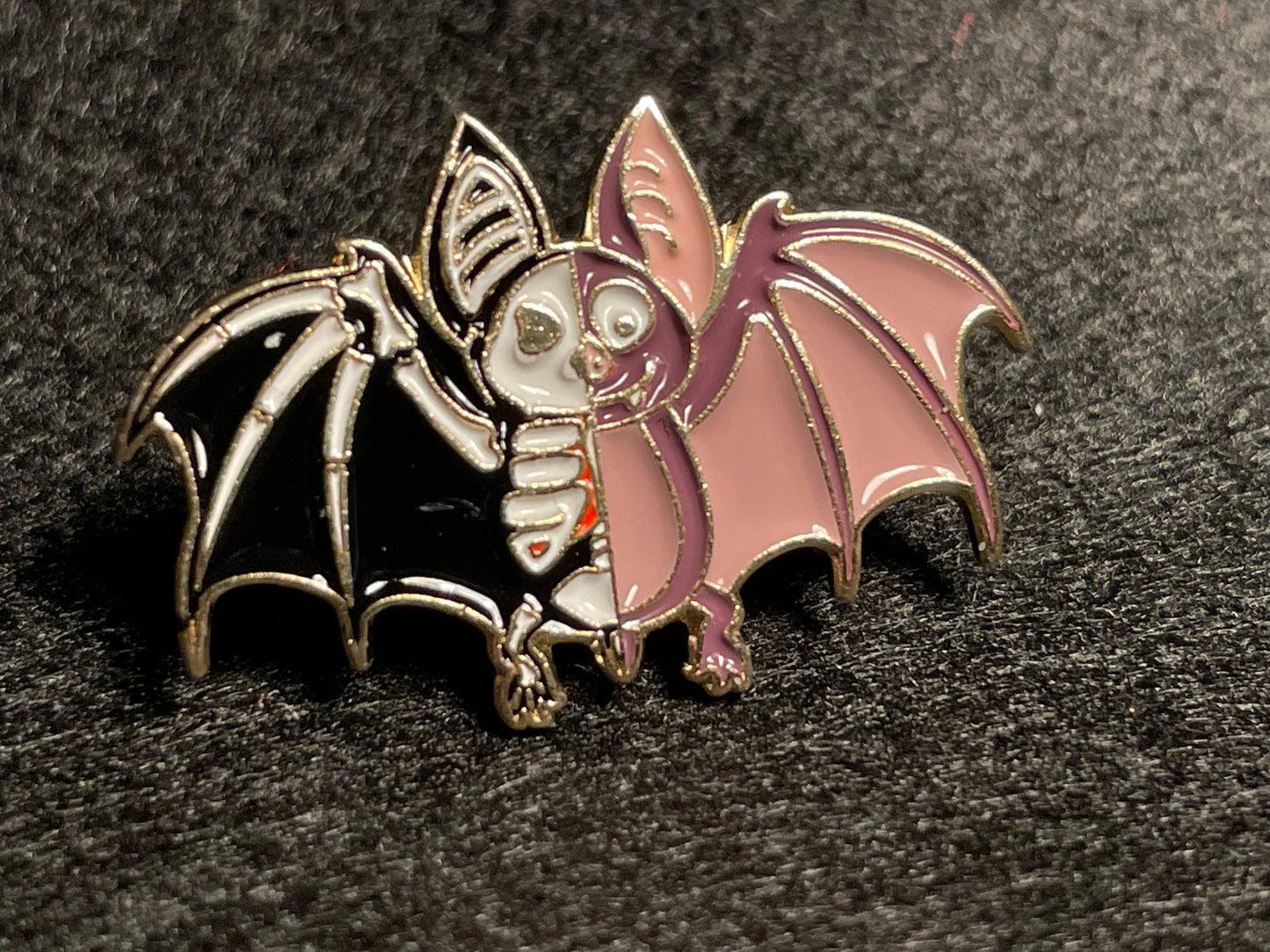 Skeleton Bat Pin Badge