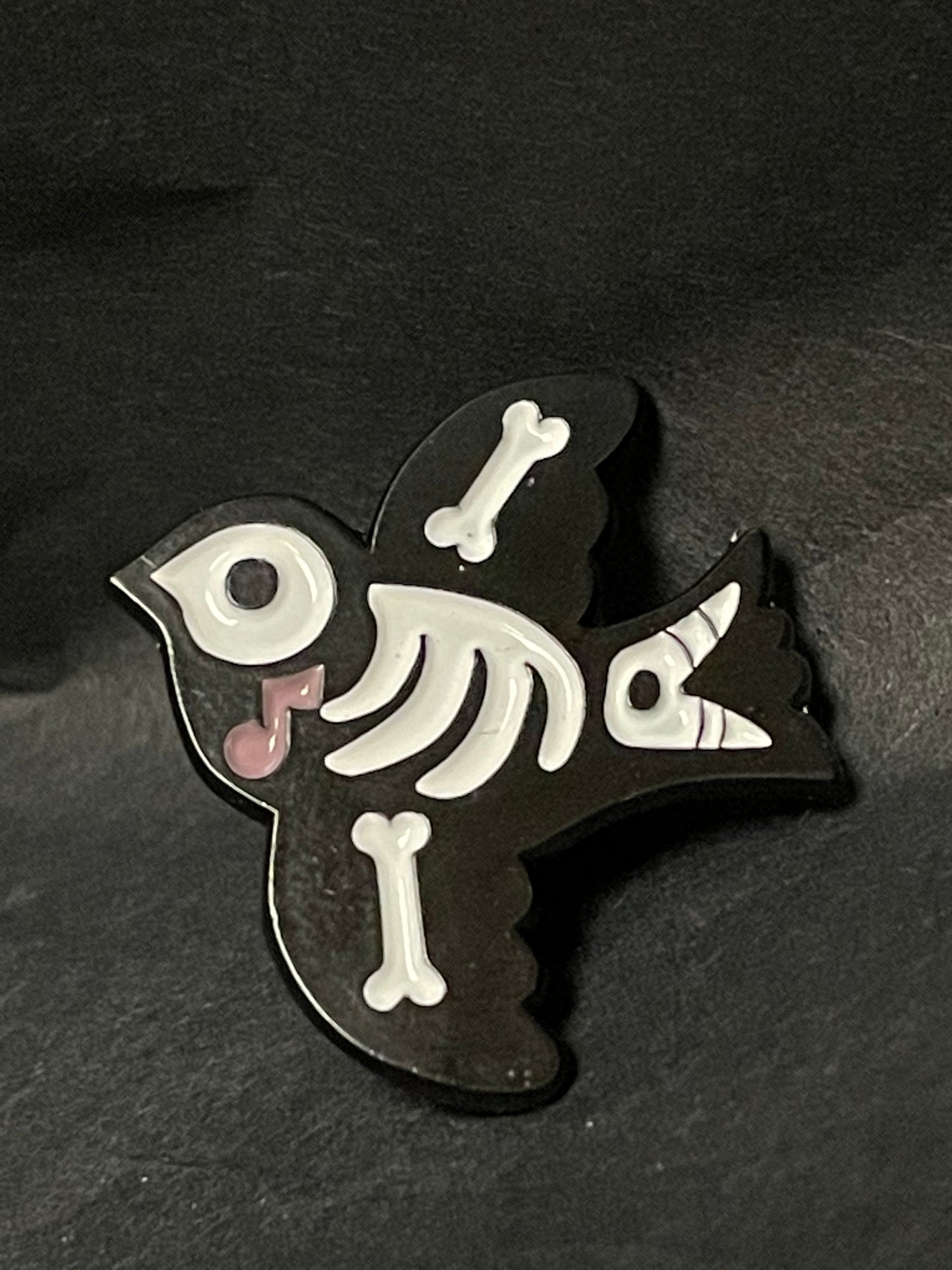 Skeleton Bird Pin Badge