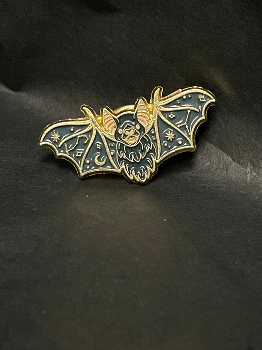 Blue and Gold Bat Pin Badge