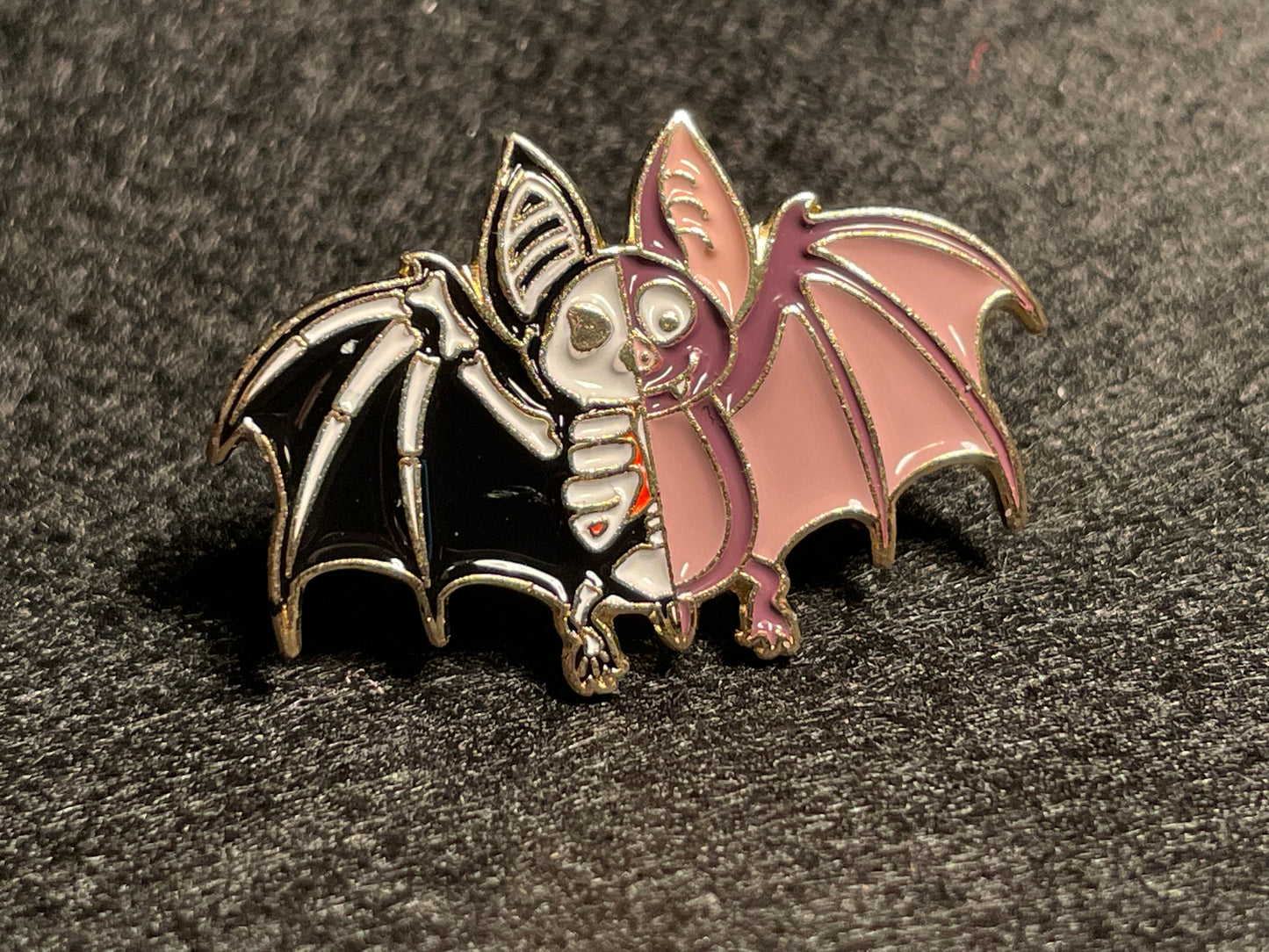 Skeleton Bat Pin Badge