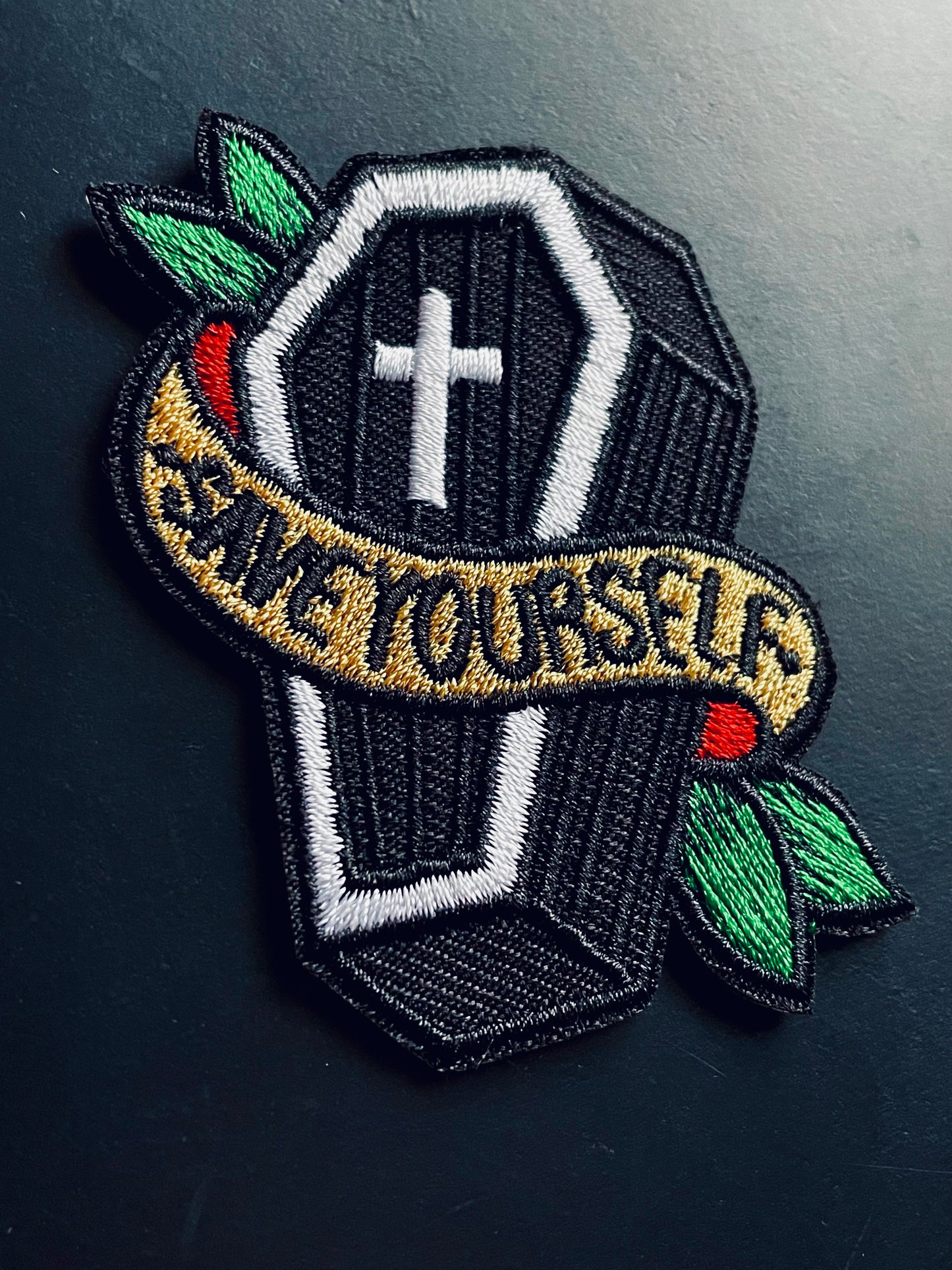 'Save Yourself' Coffin Embroidered Patch