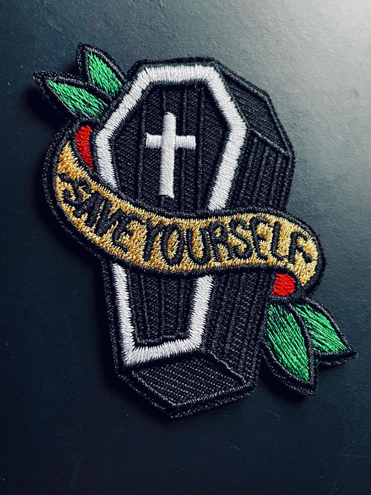 'Save Yourself' Coffin Embroidered Patch