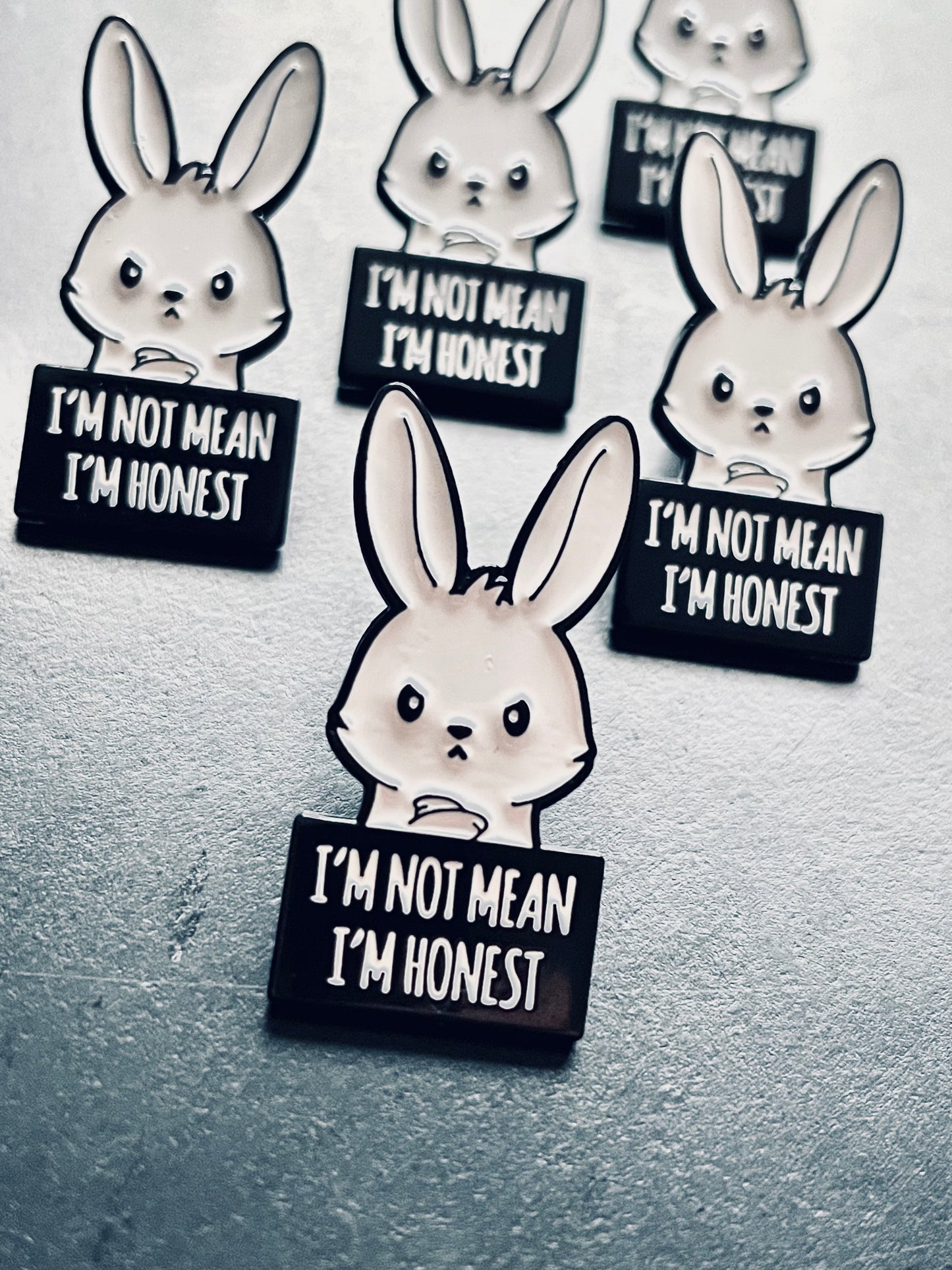 'I'm Not Mean...' Bunny Pin Badge